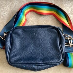 New Navy Crossbody Bag w/ Hearts & Rainbow Strap.‎